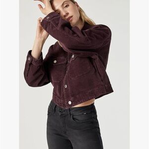NWT’S Mavi Women's Maren Cropped mahogany corduroy Farmcore Jacket XL New